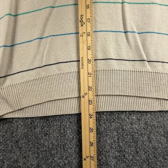 Lacoste Men Sweater Knit Croc Logo Striped Off White Casual Size 4 Medium Adult - Picture 4 of 16